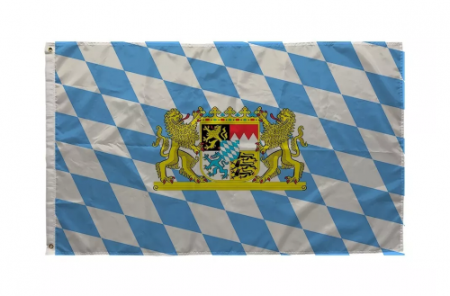 Bayern Fahne Flagge Hissfahne Bavaria Staatswappen Raute Wappen mit Löwe Ösen